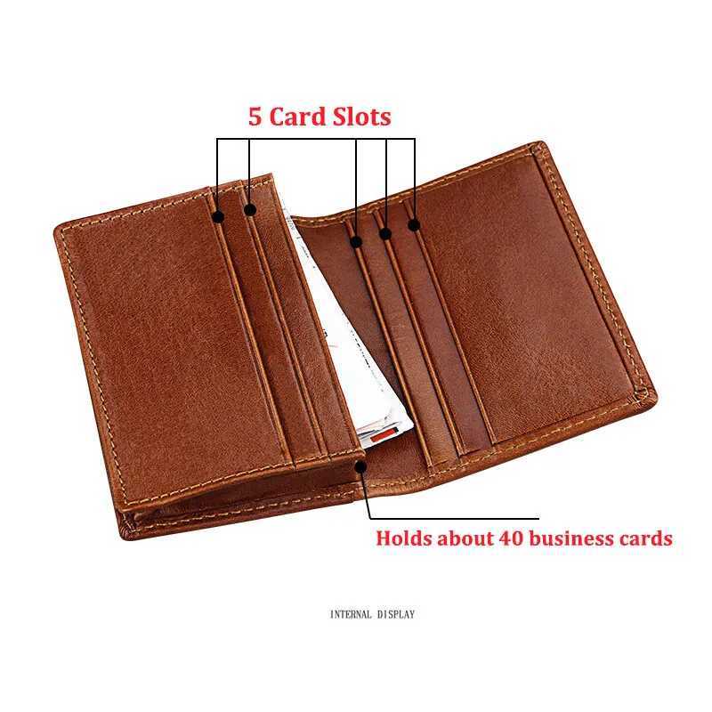 RFID Cow Leather Business Card Holder with Transparent Window Small Wallet for Men Slim ID Name Tags for Card Cases Z250527