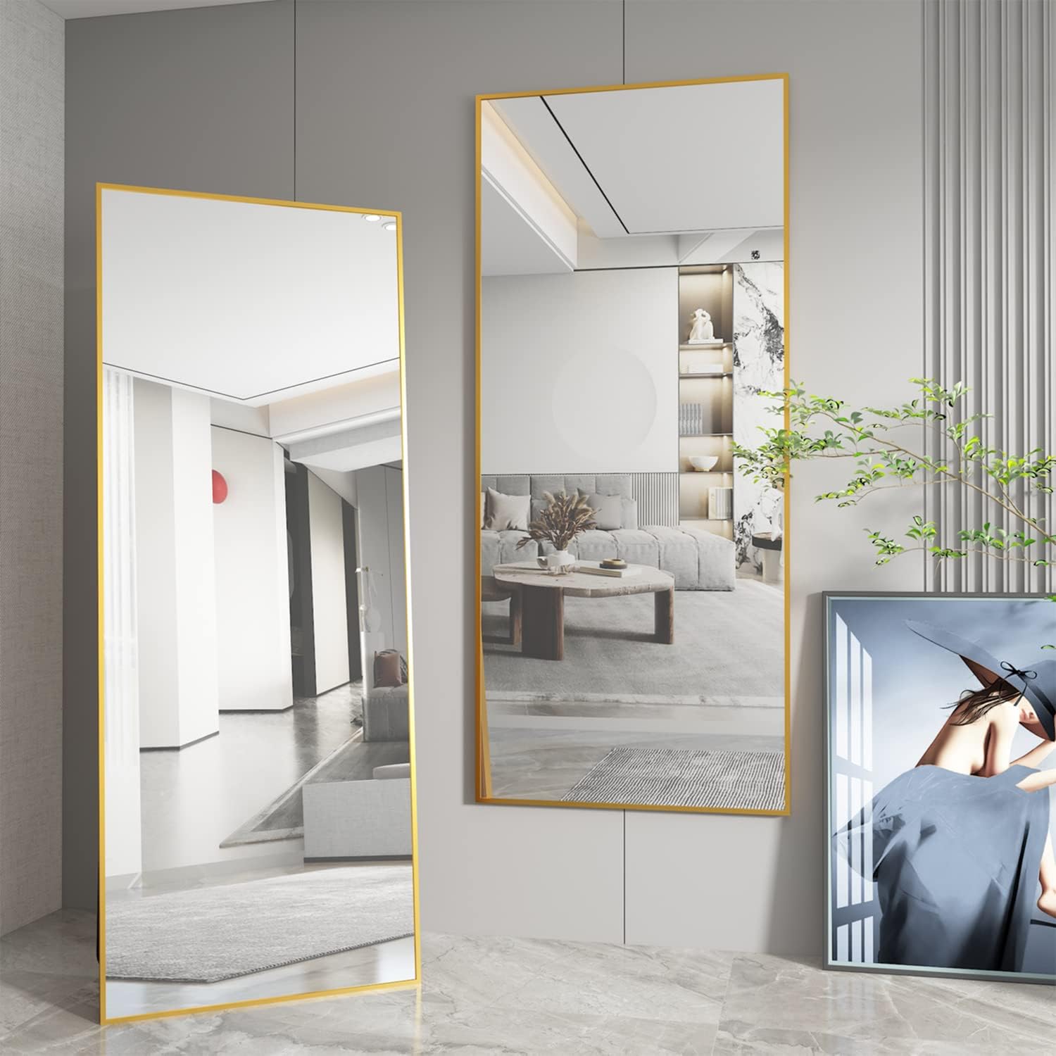 cassilando gold full length metal frame mirror largesized floor wall standable 65 h x 24 w