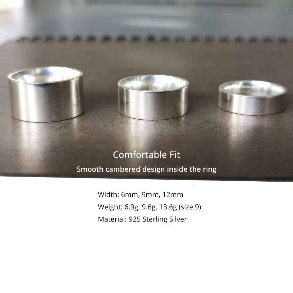 Real Sterling Sier Plain Rings for Women Men High Polished Finish Simple Flat Comfortable Fits Wedding Band Couple Lovers