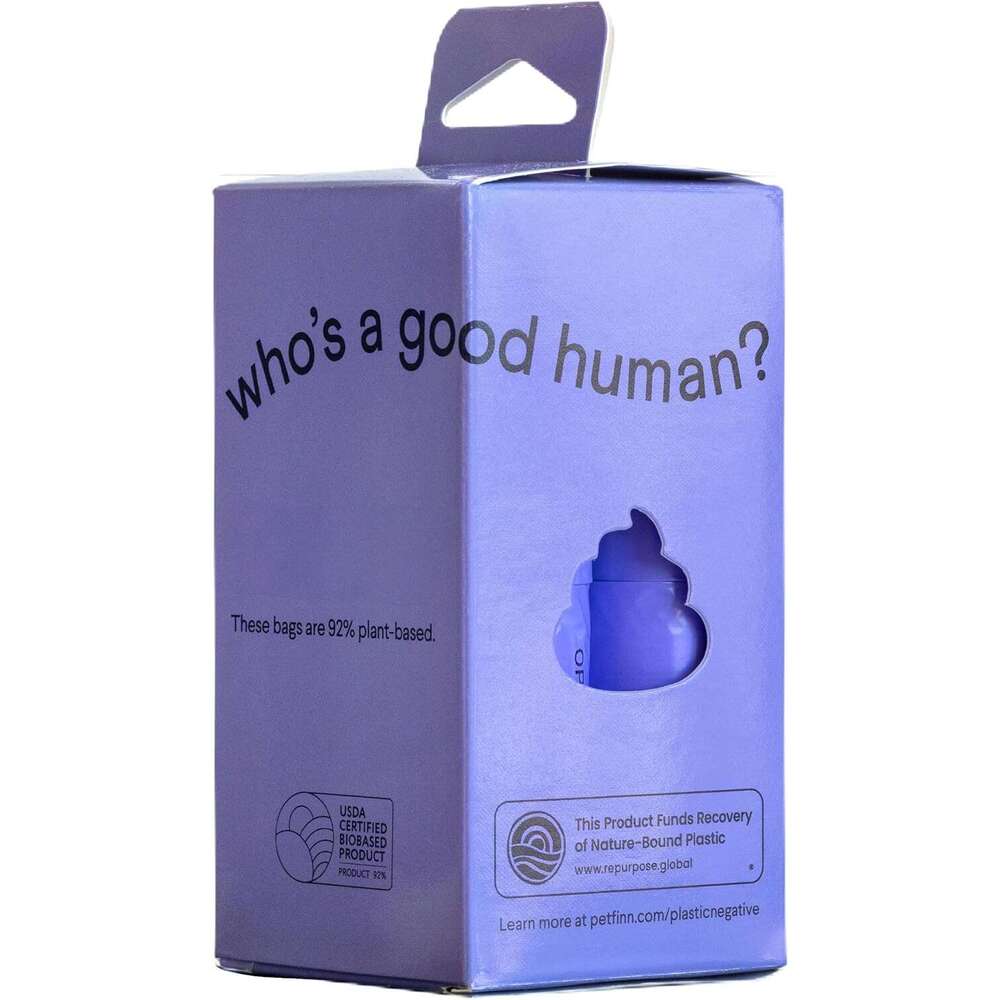 Finn Biobased Poop Bags USDA-Certified BioPreferred Product Made from 92% Plant-Based Materials / 8% PE | Unscented Dog Waste Bags, Set of 120