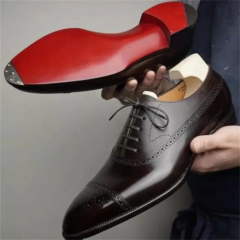 Oxfords Men Shoes Red Sole Fashion Business Casual Party Banquet Daily Retro Carved Laceup Brogue Dress 250520