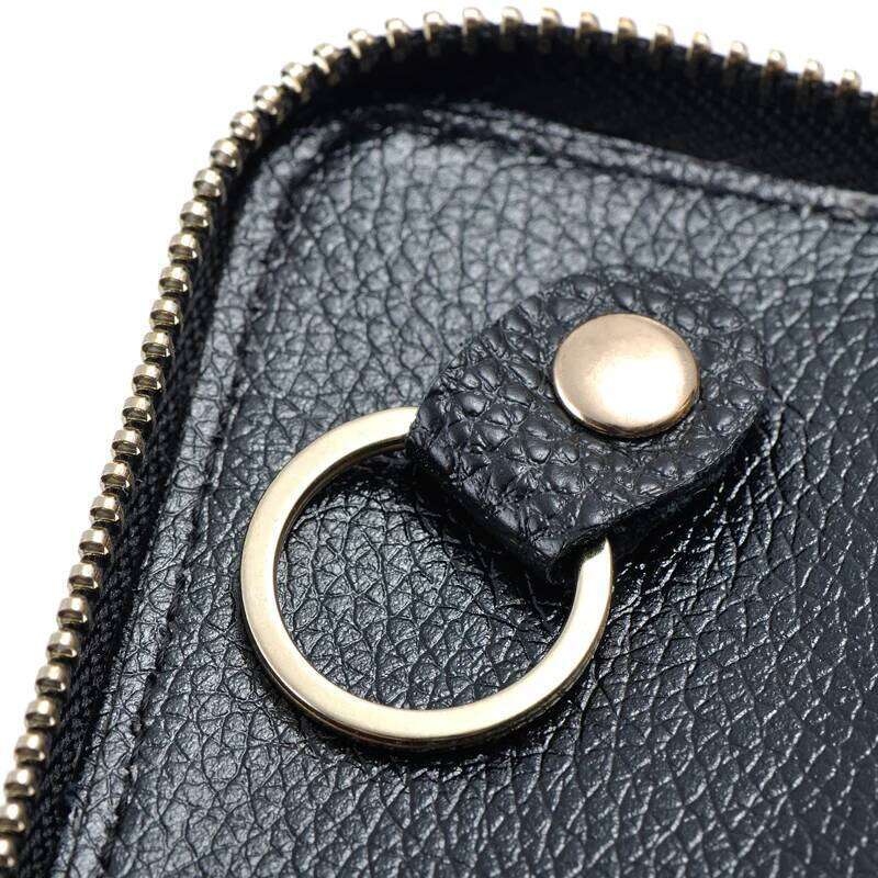 Fashion Simple Genuine Leather Unisex Solid Key Organizer Bag Car Housekeeper Wallet Card Holder