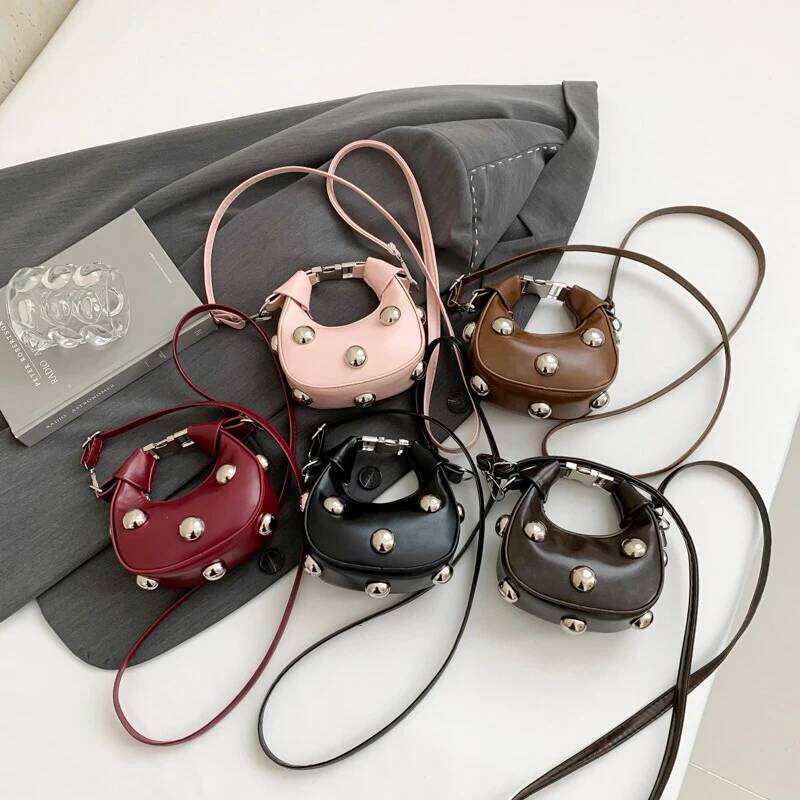 Women's Bags Designer Satchel Rivet Small Dumpling Purse Personalized Mini Handbag Ladies Fashion Shoulder Bags Solid Color Crossbody Bag