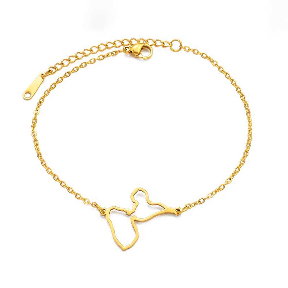 Anniyo 18CM + 4CM France Guadeloupe Map Bracelet for Women Stainless Steel Jewelry Foot-Chain # 320921 W250526