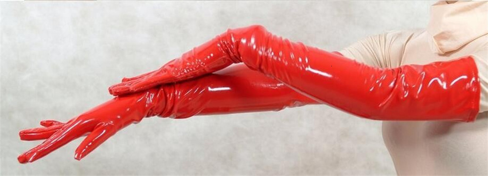 Special leather mirror-faced long gloves for singing at stage concerts and formal events