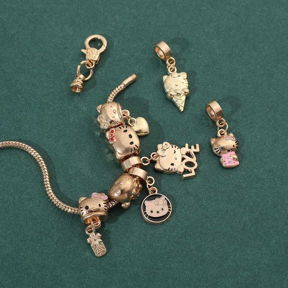 Sanrio Hello Kitty Altn Kaplama Bilezikler Charms ile Kadnlar iin Yksek Kaliteli Moda Tak Kawaii Sanrio Parti Hediyeleri w250527