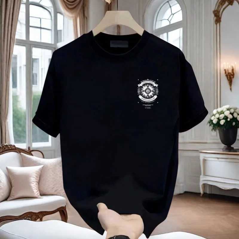 Short Sleeve Mens Spring and Summer T-shirt 2025 New Cotton Fashion Brand Printed Trend Mens Loose Crew-neck Top Mens Wear Z250527