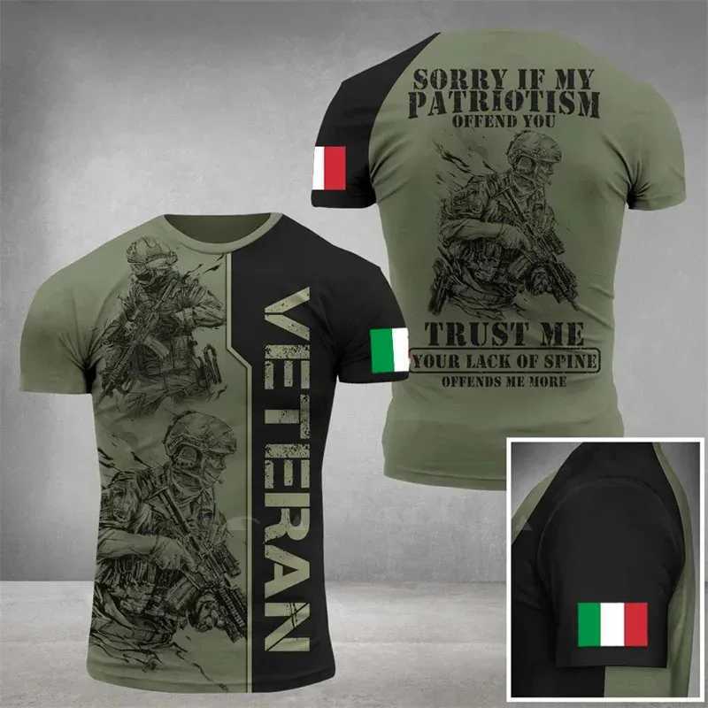 Camo Italy Flag T-shirt For Men Italian 3D Printed T Shirt Classic Short Sleeve Tee Shirt Oversized Sports Camouflage Tops Z250527