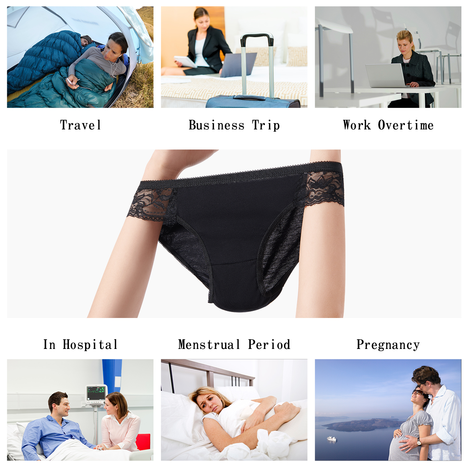 Emergency Underpants Women's Lace Panties Underwear Ladies Sexy Briefs Bikini For Travel Hotel Spa Hospital Stays