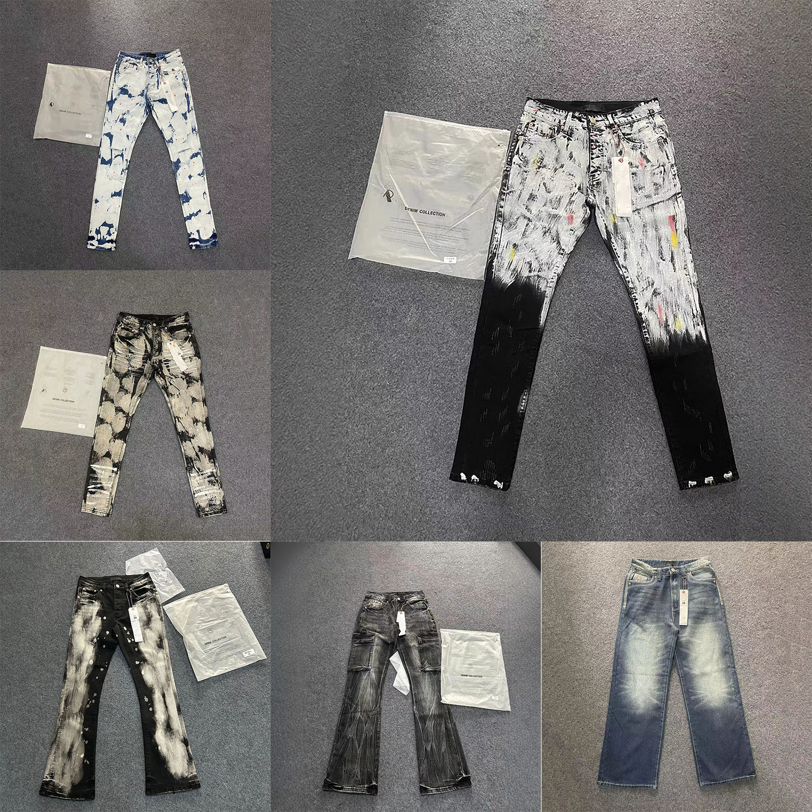 Designer Mens Jeans Splash Ink Graffiti Print Washed Slim Jeans Vintage Elastic Flared Pants Men Streewear