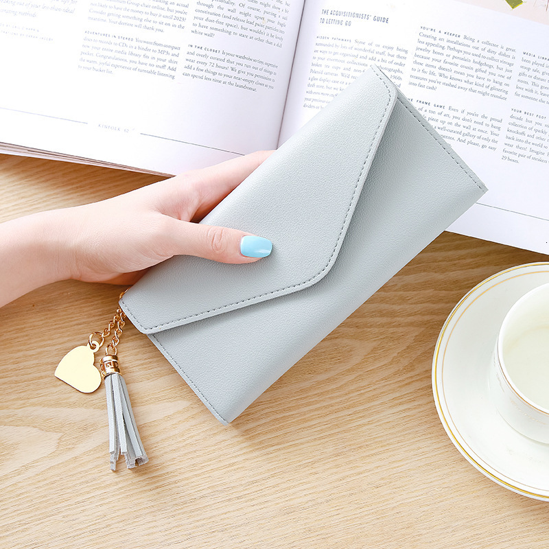 New Long Handheld Fashion Heart Pendant Simple, Fashionable, Fresh Lychee Pattern Women's Wallet Designer Men's Wallet