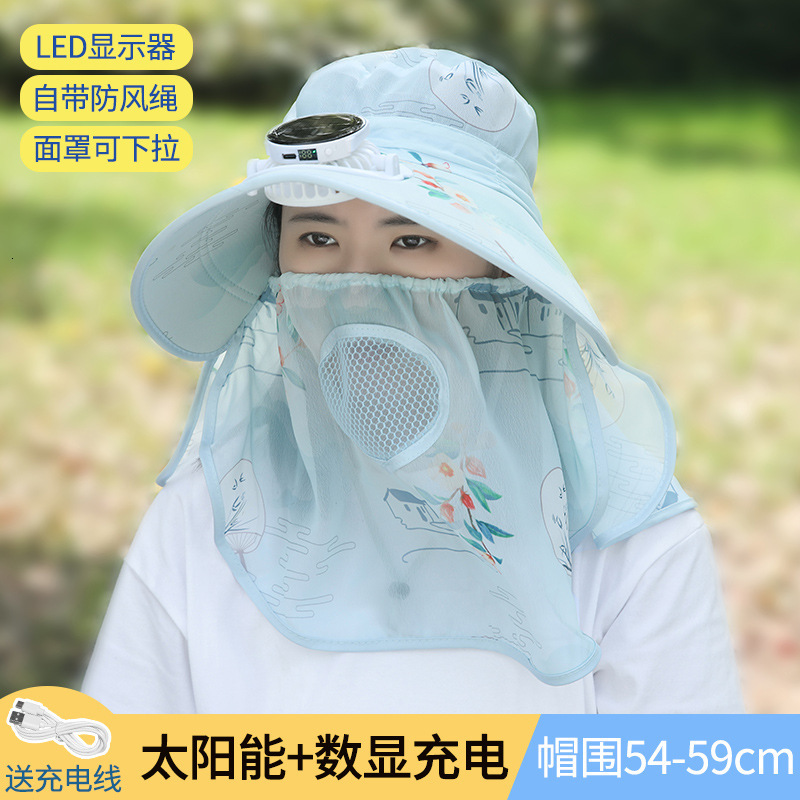 Designer's Sun Hatsummer Hot-selling Solar-powered Digital Display Charging Fan Hat For Women Outdoor Sunshade Sun Protection Hat Greenhouse Gard