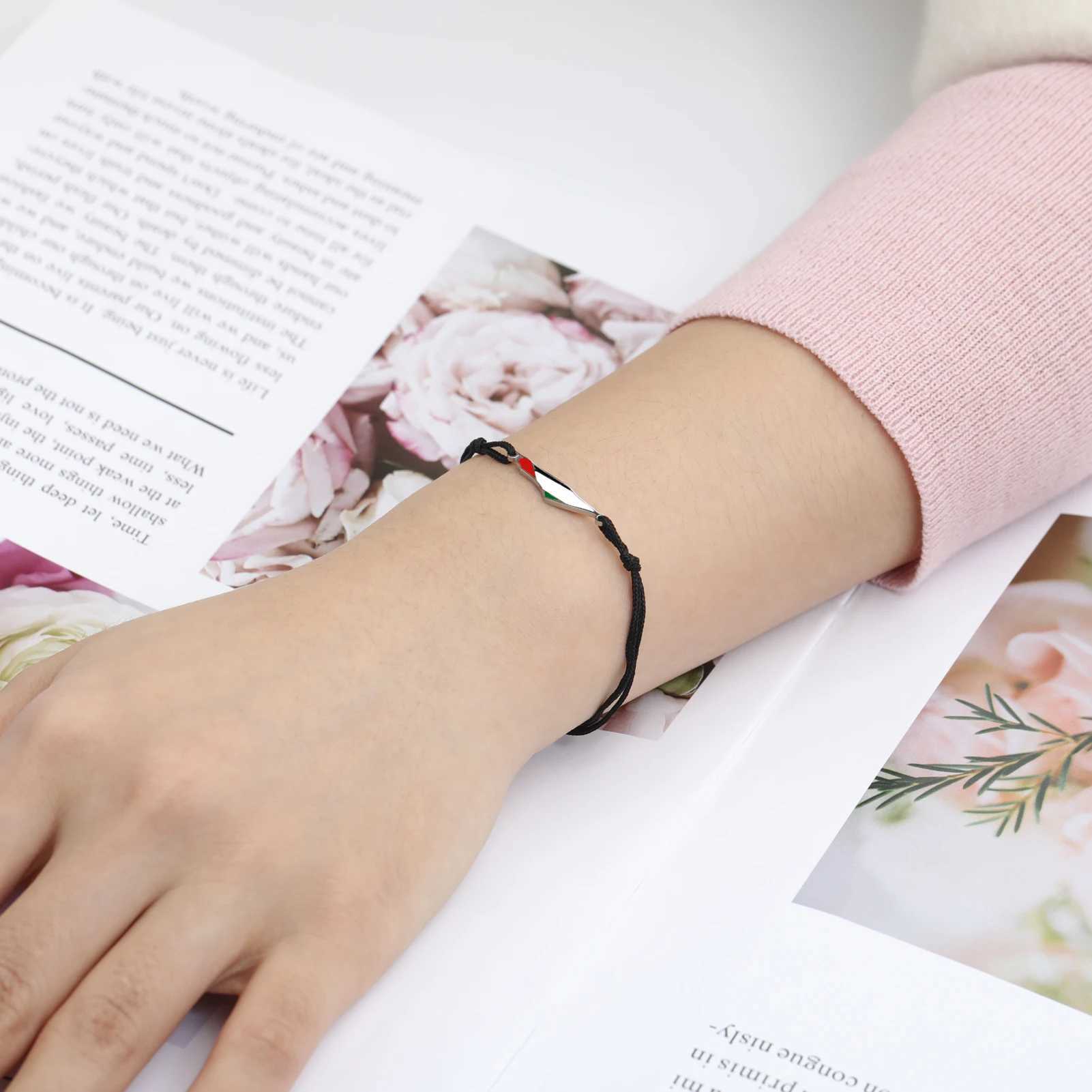 COOLTIME Palestine Map Charm Women Bracelets Stainless Steel Adjustable Double Layer Men Geography Bracelet Jewelry Wholesale W250526