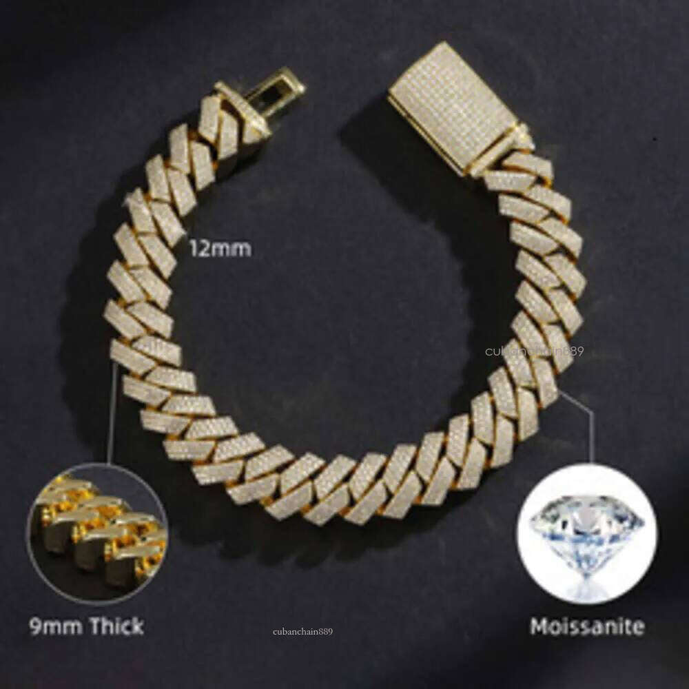 Necklace moissanite chain cuban link chainHip Hop Jewelry Custom VVS Lab Dia Mossinate Chain Men 14k Gold Vermeil