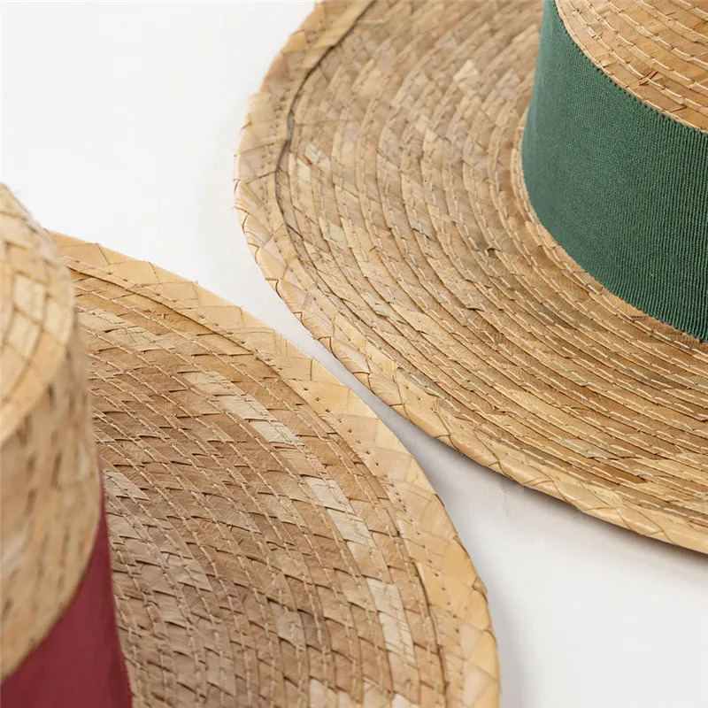 202503-hh5358b ns chic summer Natural palm leaf woven bowknot classic lady fedoras cap men women panama jazz hat 250526