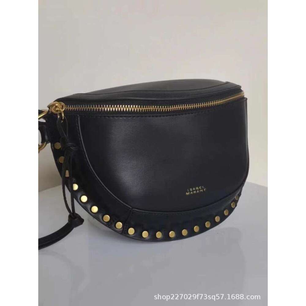 IS Classic Series SKANO Black Single Shoulder Cowhide Leather Half Moon Waist Bag for Women