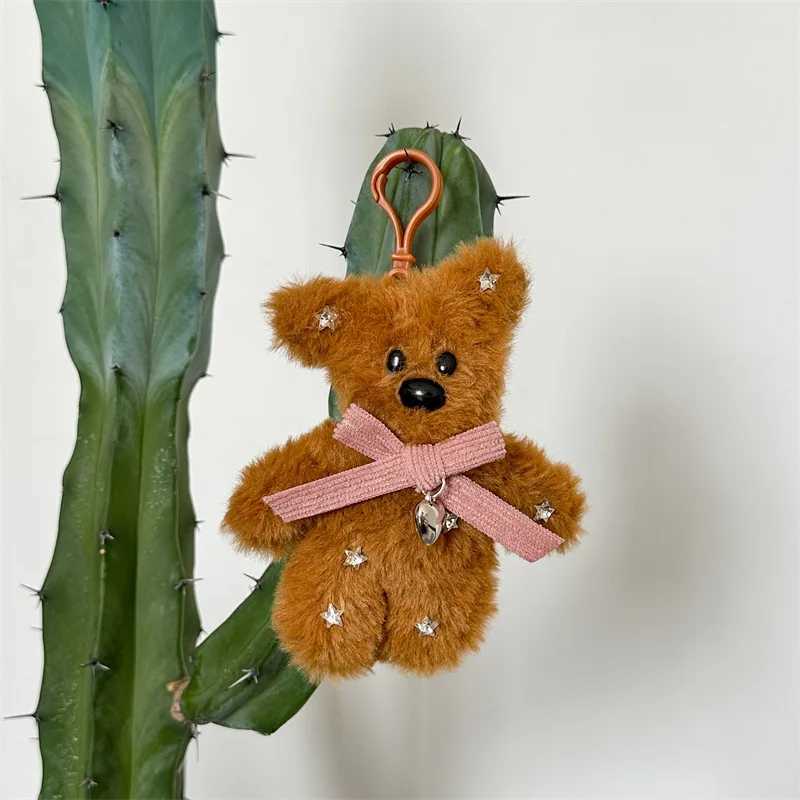 15cm Lovely Bear Doll Plush Keychain Fashion Maillard Bear Backpack Pendant Cute Girls Women Bag Accessories Car Keyring Gifts W250526