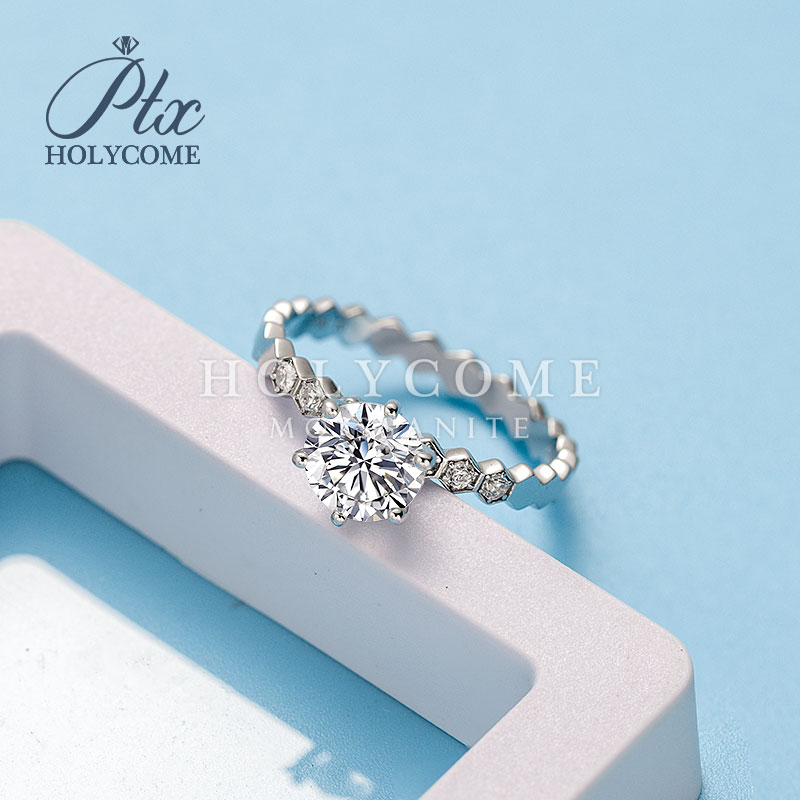 Sparkling Luxury Ring 925 Sterling Silver Gold Plated Fashion Women D Color VVS1 Moissanite Diamond White Moissanite Wedding Gift Ring Jewelry