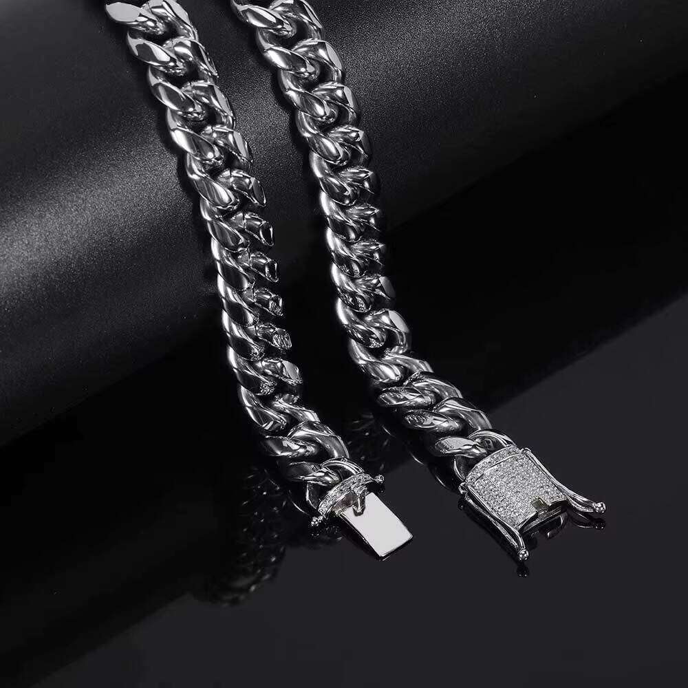Stainless Steel Bracelet Gold Plated Cuban Chain Fashion Bangle With Crystal Charm Clasp for Men Wholesale