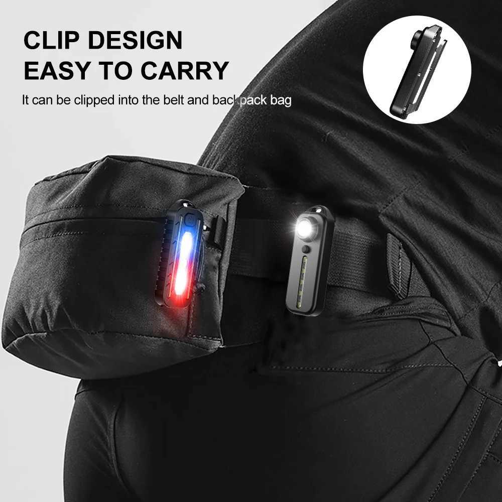 LED Red Blue Shoulder Police Light with Clip USB Charging Flashing Warning Safety Torch Bike Warning LANTERN Light XJ250527