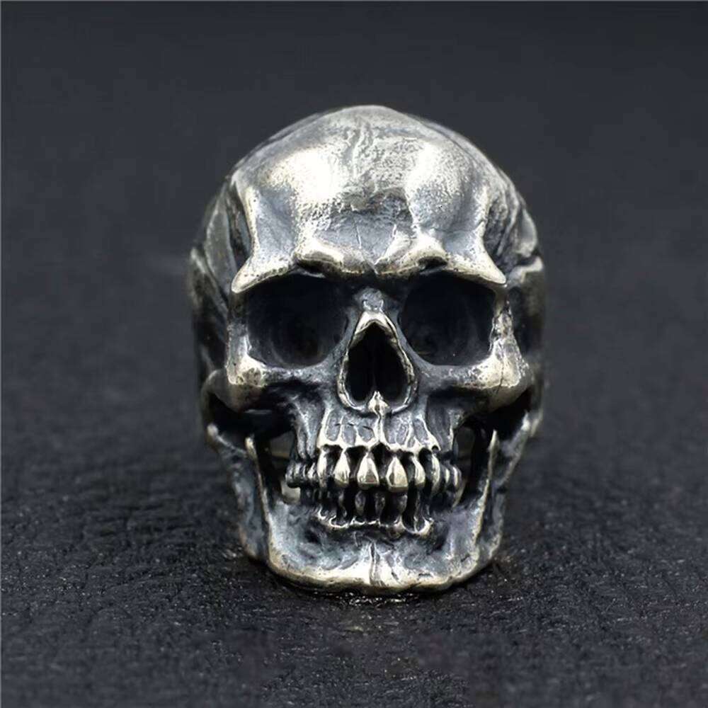 Heavy Punk Skull for Men Real Sterling Sier Jewelry Motorcycle Biker Rings Skeleton Finger Band