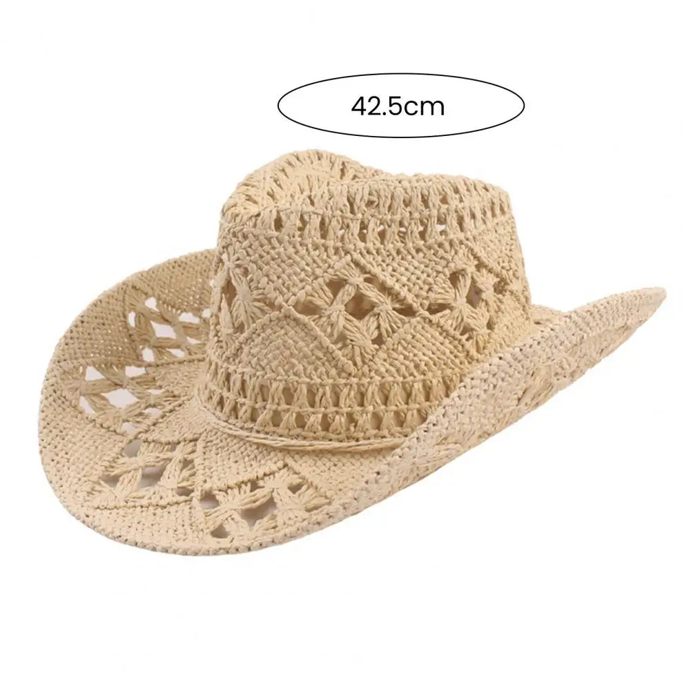 Climbing Cap Straw Western Cowboy Hat For Women Men Classic Vintage Hollow Out Unisex Wide Brim Sun Hat Fishing Hat Outdoor 250526