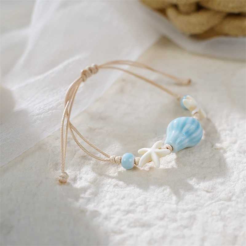Handmade Ceramic Conch Braided Bracelets for Women Trendy Bohemian Colorful Bead Starfish Bracelets Friendship Jewelry Gift W250526
