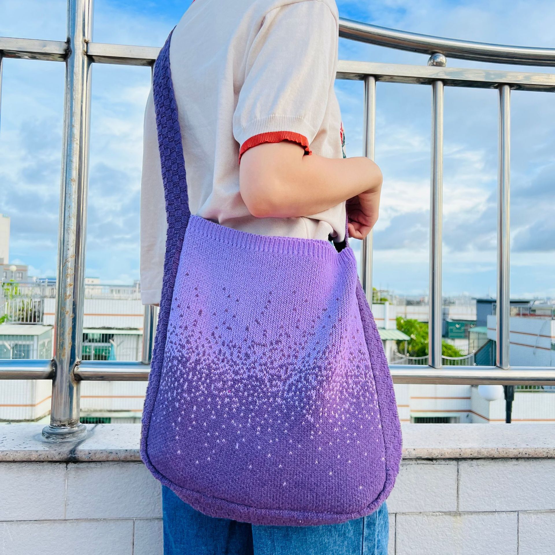 Brand High Quality New Style Style Cross-Border Bag Knitted Bag Starry Bag Color-Block Bag Crossbody Bag Beach Bag Tote Bag Woven Bag New Free Deliver