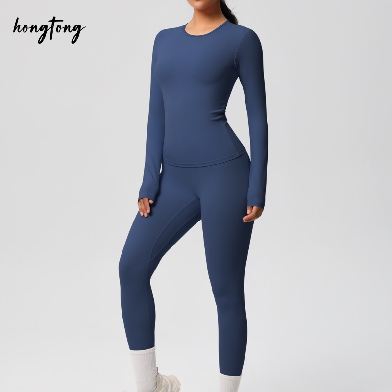 Workout sets woman elastic skinny long sleeve pants yoga set bodybuilding gym clothes outdoor running breathable moisture wicking quick dry active wea