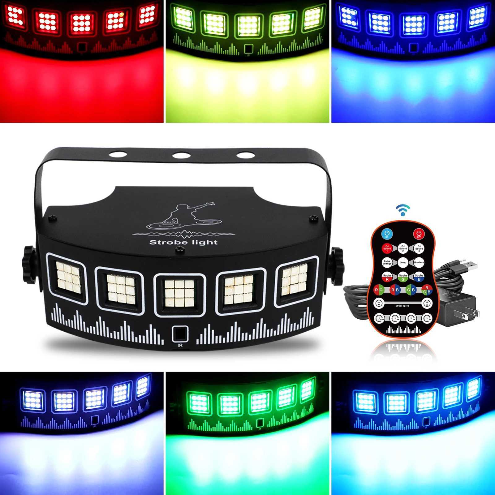 HCWE USB LED Mixed Flashing Stage Lights Remote Sound Activated Disco Lights for Festival Parties Lights Wedding UV LightXJ250527