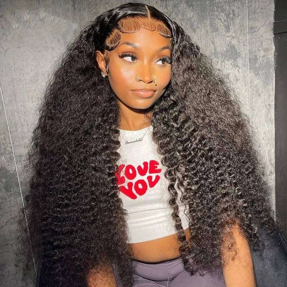 250 Density 36 Inch 13x6 HD Frontal Human Hair Deep Wave 13x4 Transparent Lace Front Wig Curly Wigs Peruvian Remy For Women