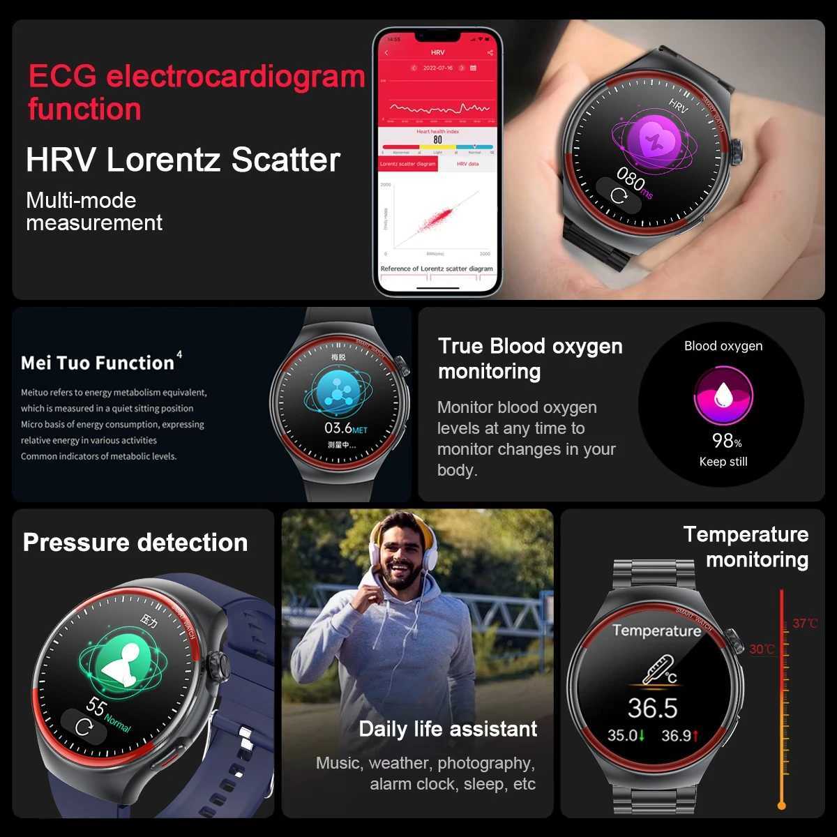 2025 New High-end Laser Detection Smart Watch Men ECG+PPG Precise Blood Pressure Heart Rate BT Call NFC For Health WatcheXJ250513