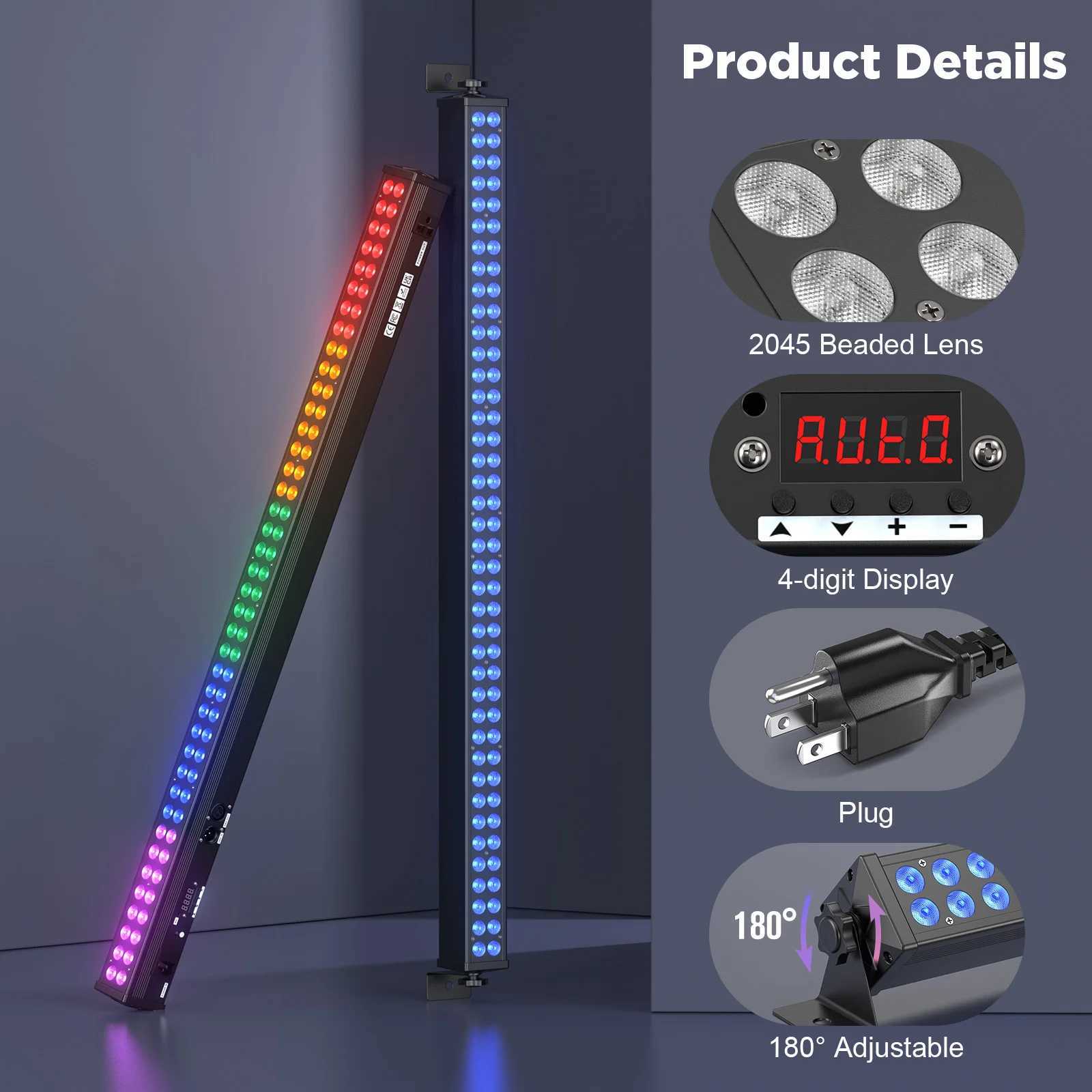 Yiflamefly 120W Double Row 80LEDs Wall Washer Light Bar RGB 3IN1 80X2W LED Stage Marquee Lights Bar For DJ Pub Concert Party KTVXJ250527