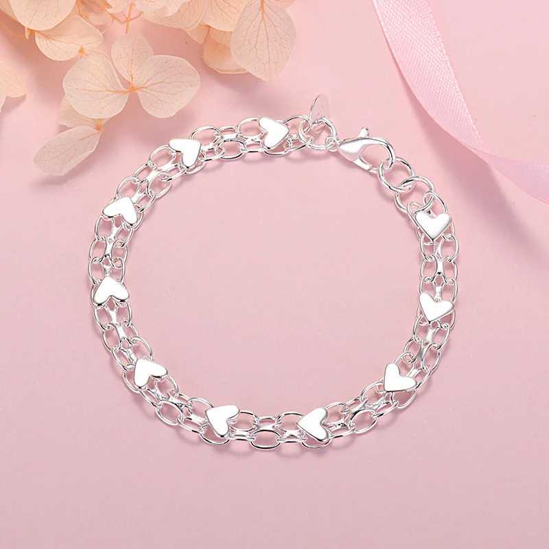 New original design 925 Sterling Silver romantic heart bracelet for women fashion jewelry wedding party Valentines Day gifts W250526