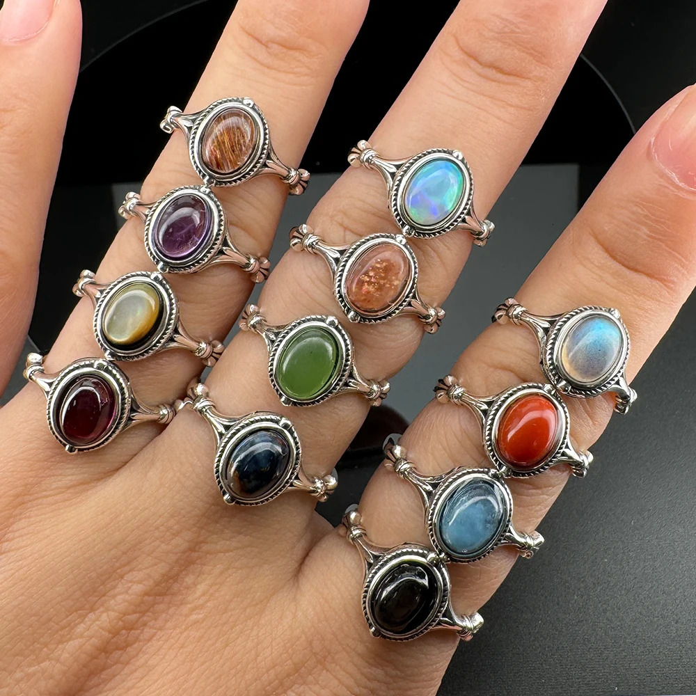 S925 Silver Natural Ore Jade Red Agate Womens Ring Wedding Jewelry Gift Exquisite Simple Womens Ring Crystal Moonstone 250519