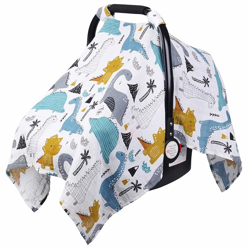 Baby Muslin Cotton Blanket Car Seat Cover Breathable Sunshade Safety Basket Cradle Cap Sun Canopy born Stroller Accessory 250527