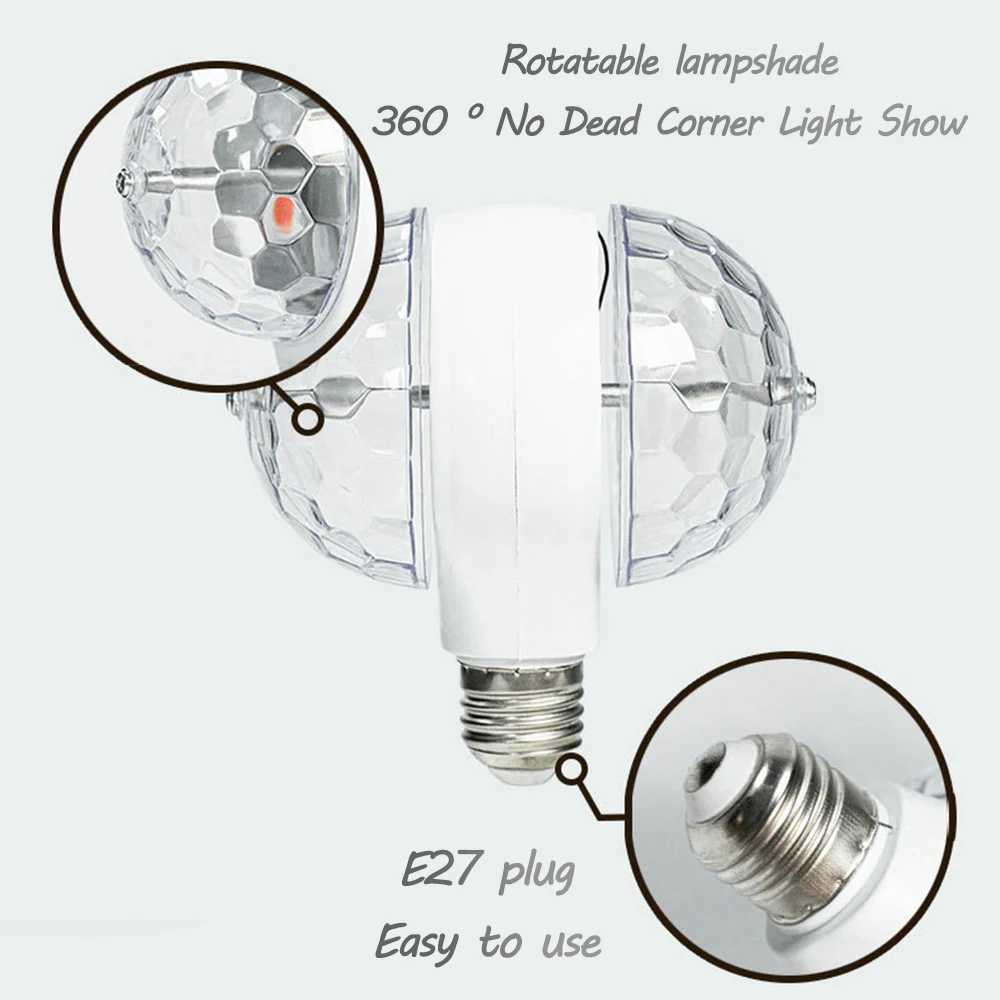 E27 Disco Ball Light DJ Audience Flash Family Halloween Christmas Party Atmosphere Light Wedding Rotating Mini Stage Lights XJ250527
