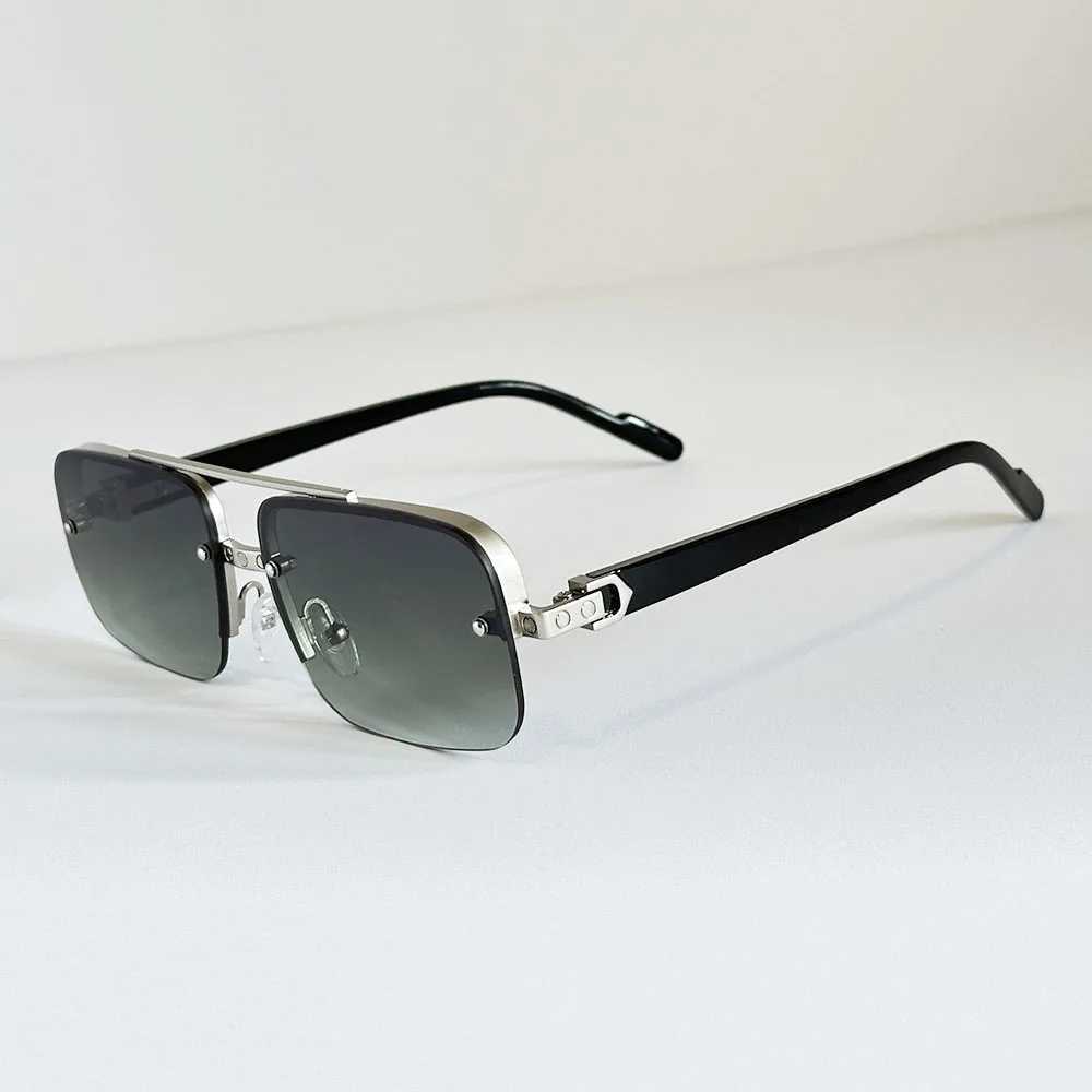 2025 Square Sunglasses Men Vintage Semi Rimless Sunglasses Women Vacation Fashion Glasses Mens Sunglasses Womens Sunglasses Z250527