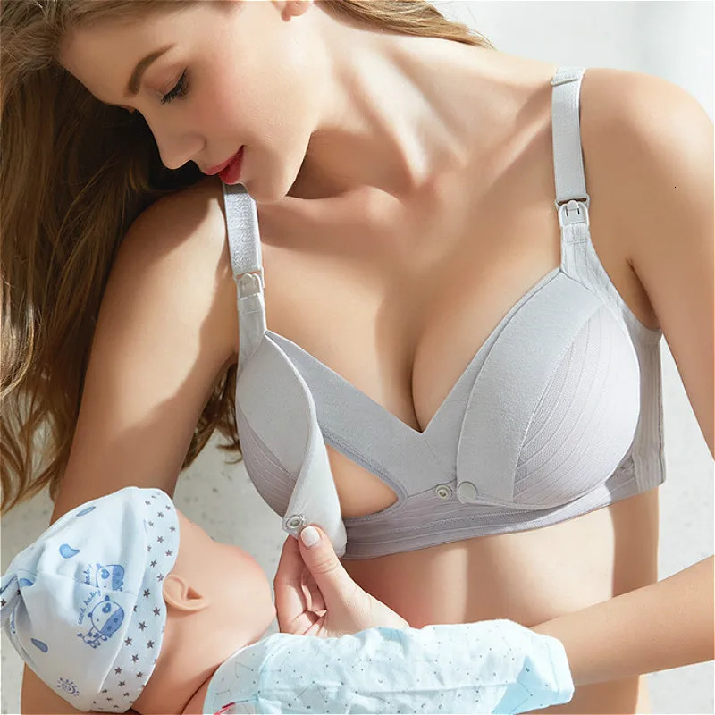 Maternity Nursing Bra Pregnant Women Mother Mama Open Breast Cotton Wire Free Sleep Underwear Lactating Bralette 250527