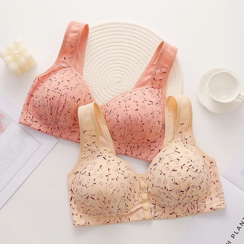 4PCS Largesized Pregnant Womens Breastfeeding Bra Comfortable Traceless Front Buckle Fixed Cup Thin Vest Style Underwear 250527