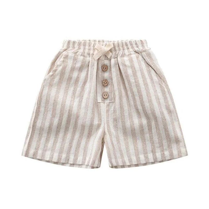 Ircomll Summer Childrens Clothing Short Vintage Linen Cotton Stripe Pants Boy Girl Casual Shorts Kids Wear 9M6Y 250527