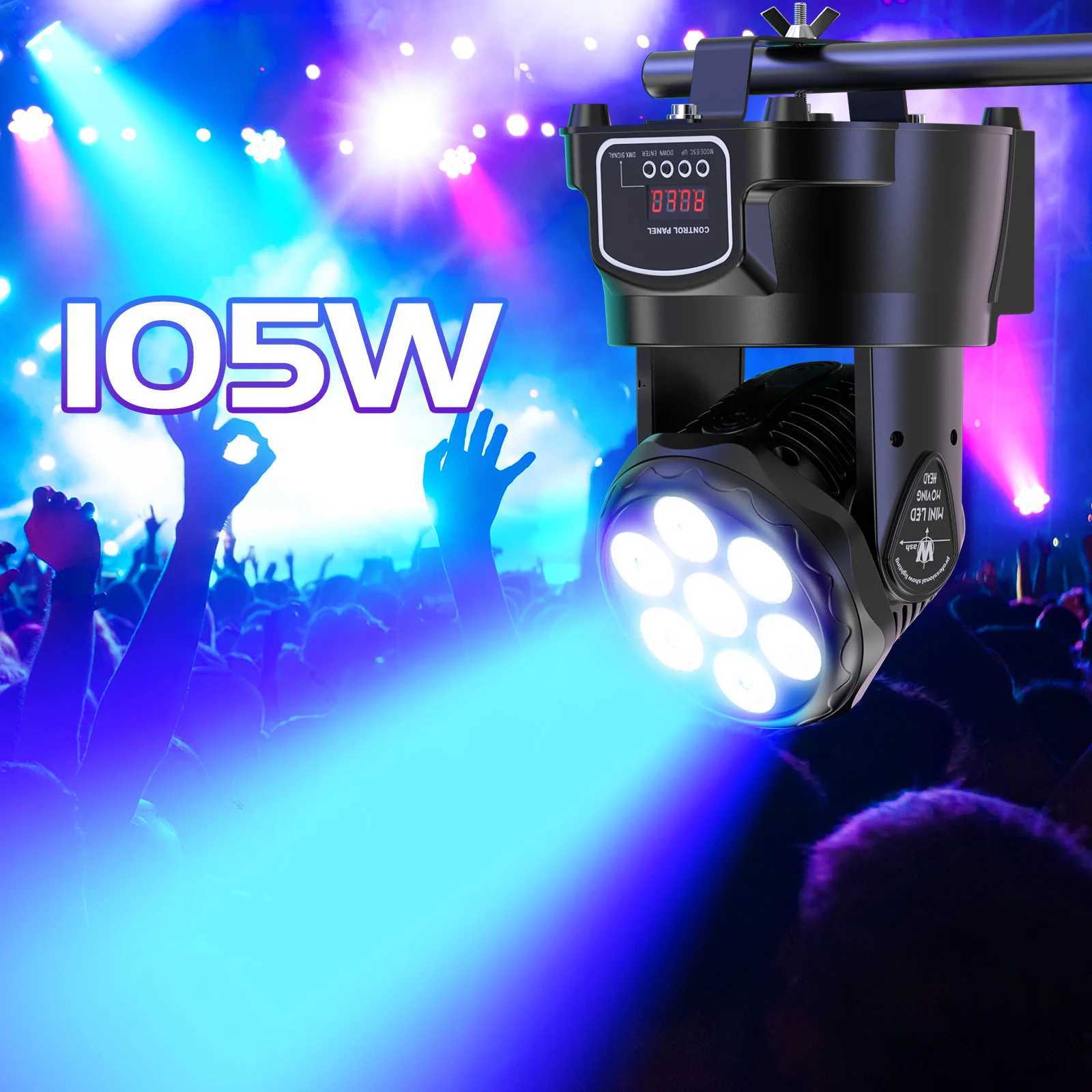 Fieryzeal 105W Beam Moving Head Light 4IN1 7x15W RGBW LED Beam Spot Effect Stage Light DMX512 for DJ Disco Party Show WeddingXJ250527