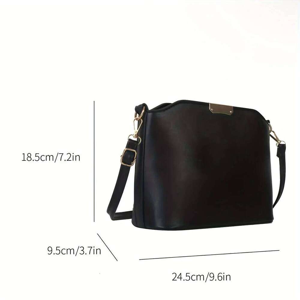 Minimalist Crossbody Stylish Metal Decor Bucket Simple Shoulder Bag for Women Bag, Retro Shell Handbags Purses