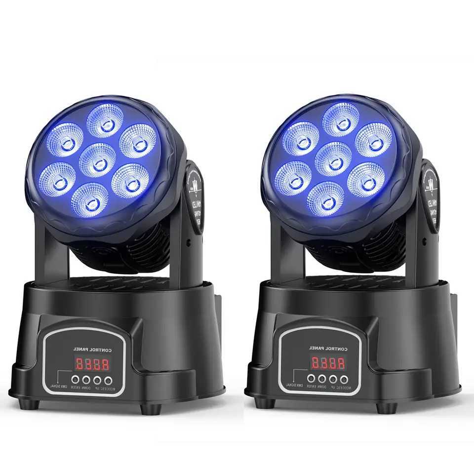 Yiflamefly 2Pcs/Set 105W Beam Moving Head Lights 7x4W RGBW LED Stage Lights DMX512 Spot Lights For DJ Disco KTV Wedding Party XJ250527