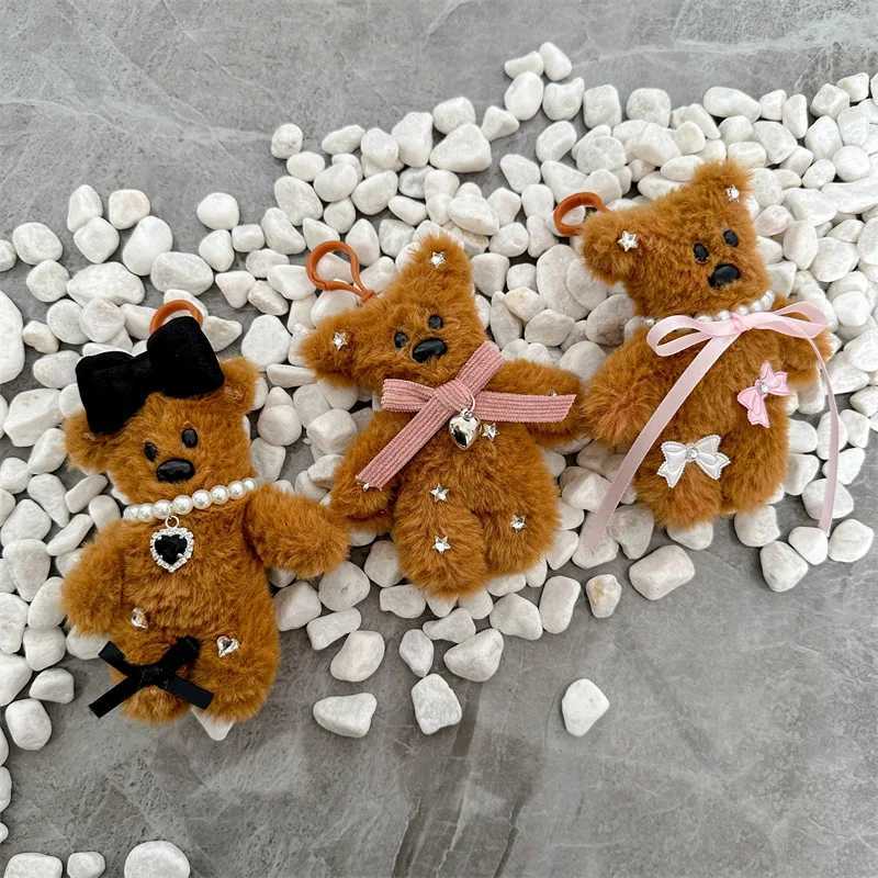 15cm Lovely Bear Doll Plush Keychain Fashion Maillard Bear Backpack Pendant Cute Girls Women Bag Accessories Car Keyring Gifts W250526
