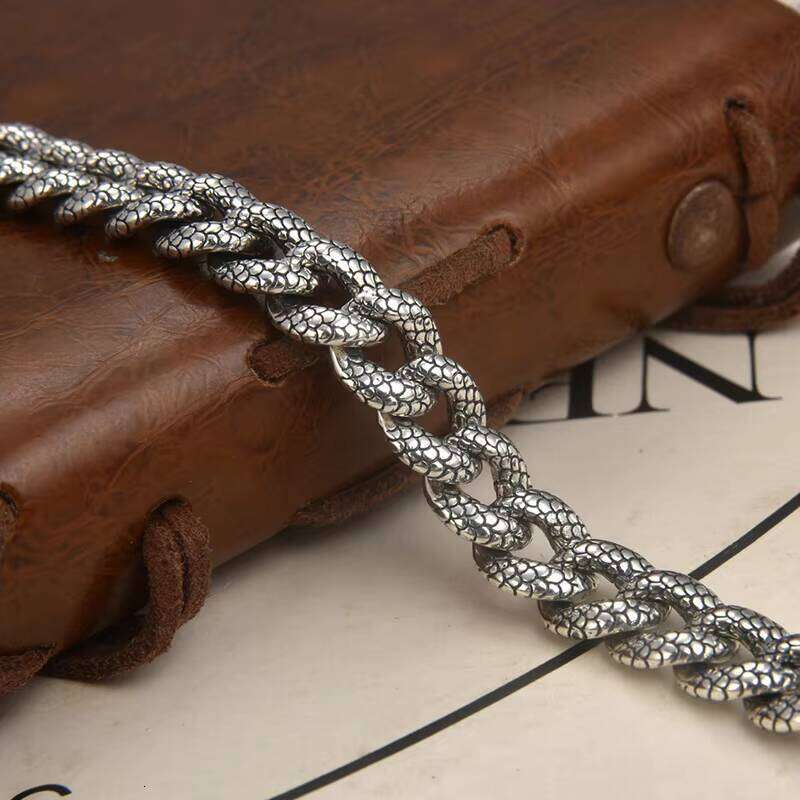 8mm S Sterling Sier Vintage Cuban Fashion Dragon Pattern Lucky Bracelet Jewelry Gift