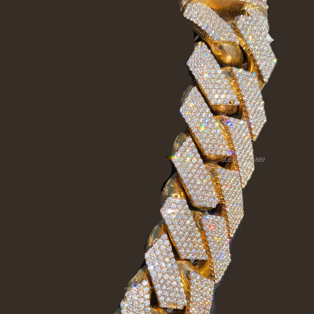 Custom 10k 14k Real Solid Gold Miami Cuban Link 20KT LG Dia Chain for Rappers Man VVS Moissanite Necklace Women