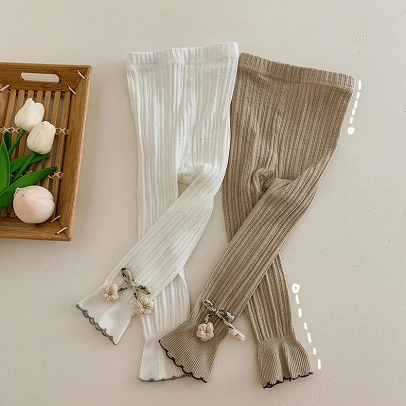 Spring Autumn Baby Floral Pants born Girl Leggings Striped Cotton Princess Kids Children School Uniform Tights 250527