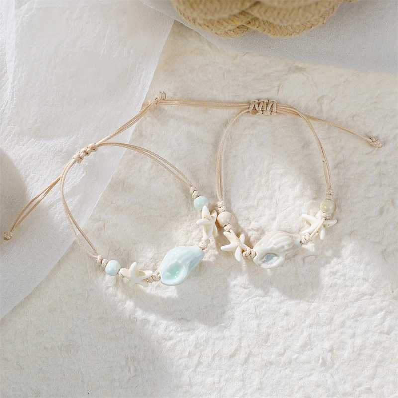 Handmade Ceramic Conch Braided Bracelets for Women Trendy Bohemian Colorful Bead Starfish Bracelets Friendship Jewelry Gift W250526