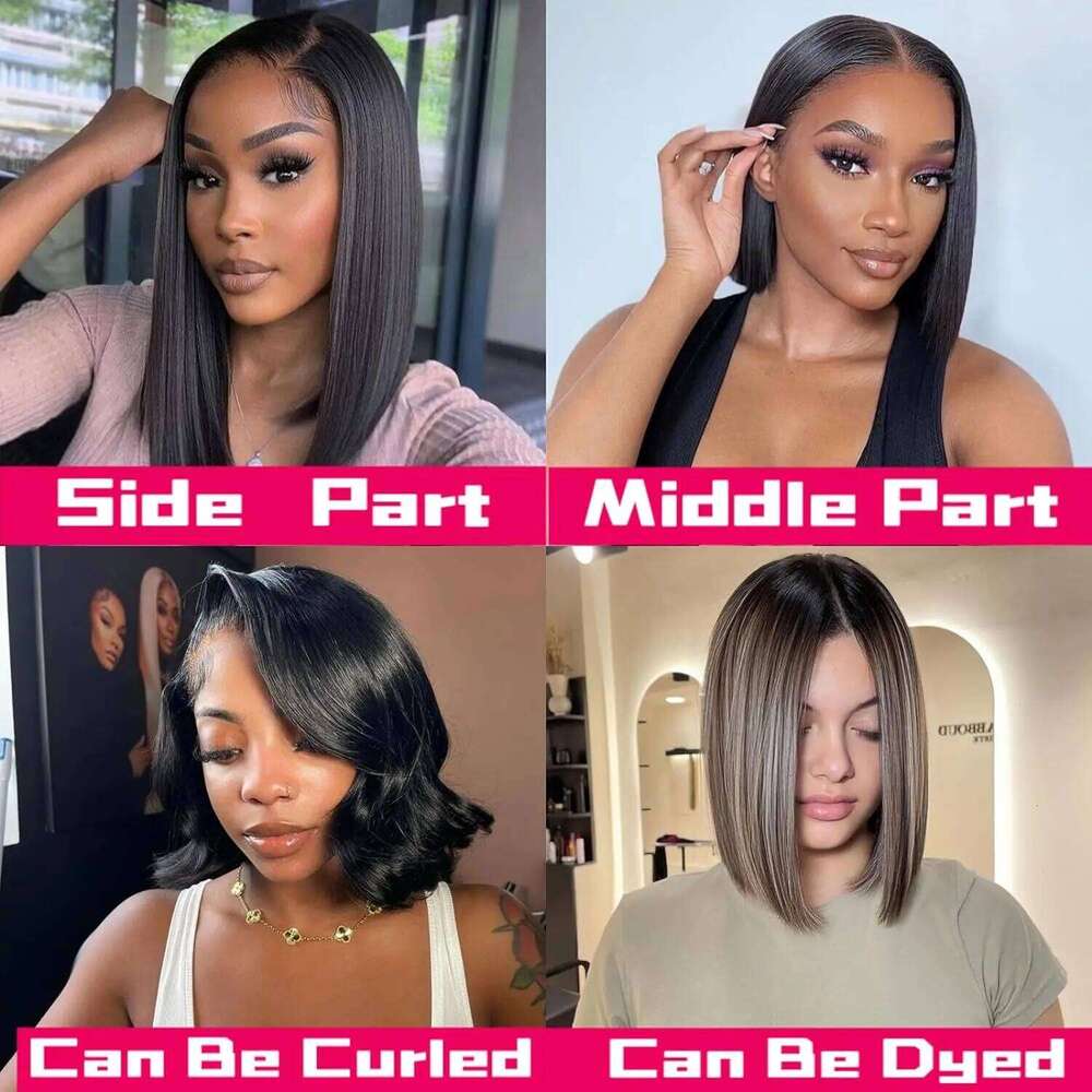 Short Highlight 4/30 350 Ginger Bob Colored Front Human Hair Wigs For Women 13x4 Bone Straight Lace Frontal Wig